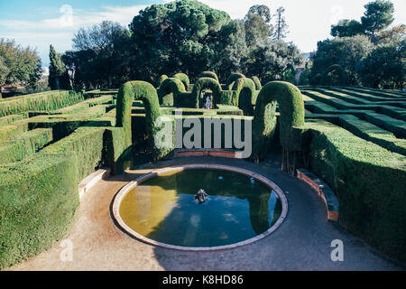 Park Labyrinth in Barcelona, Spanien, Katalonien Stockfoto