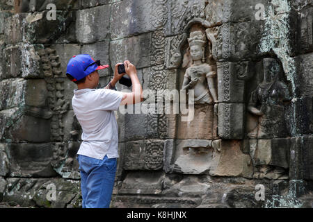 10-jähriger Junge Angkor in Kambodscha. Stockfoto