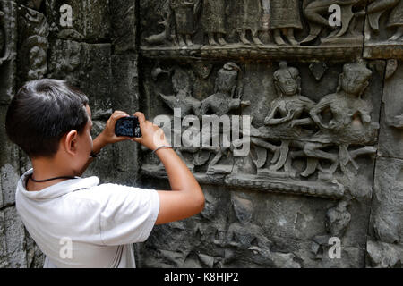 10-jähriger Junge Angkor in Kambodscha. Stockfoto