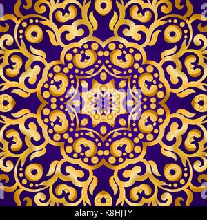 Reiche gold Ornament im indischen Stil. Böhmische Karten mit Mandalas. Königliches Purpur und Gold Ornament. Einzigartige Vorlage für das Design oder Hintergrund. Stock Vektor
