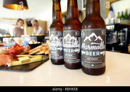 Marmotte Bier. Traditionelles Bier aus den französischen alpen. frankreich. Stockfoto