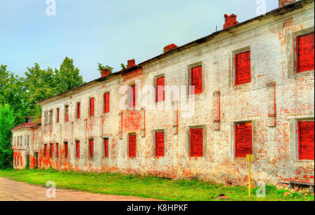 Alte Mauer eines Klosters in Rostow Weliki, Russland Stockfoto