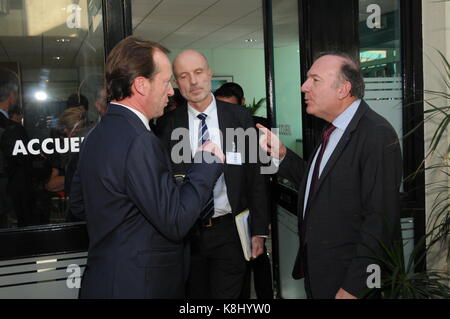 Pierre Gattaz, Präsident von MEDEF, Besuch zum professionellen Training Center in Lyon, Frankreich Stockfoto