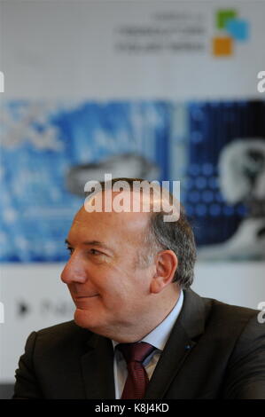 Pierre Gattaz, Präsident des Arbeitgeberverbandes MEDEF, Gespräche in Lyon, Frankreich Stockfoto