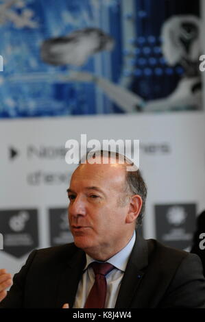 Pierre Gattaz, Präsident des Arbeitgeberverbandes MEDEF, Gespräche in Lyon, Frankreich Stockfoto