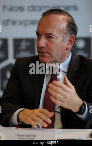 Pierre Gattaz, Präsident des Arbeitgeberverbandes MEDEF, Gespräche in Lyon, Frankreich Stockfoto