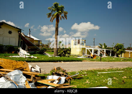 Gebäude und Wohnungen durch den Hurrikan Harvey in Rockport oder Fulton, Texas zerstört Stockfoto