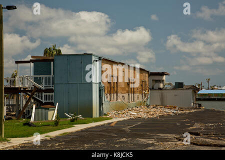 Gebäude und Wohnungen durch den Hurrikan Harvey in Rockport oder Fulton, Texas zerstört Stockfoto