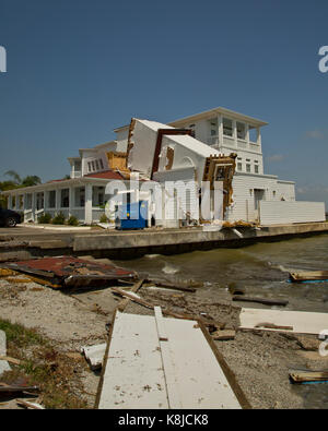 Gebäude und Wohnungen durch den Hurrikan Harvey in Rockport oder Fulton, Texas zerstört Stockfoto