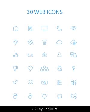 30 Blaue Farbe einfache Web Icons, Vektor, Abbildung Stock Vektor
