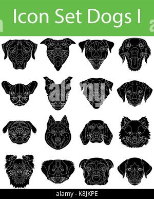 Icon Set Hunde ich mit 16 Icons für den kreativen Einsatz in Grafik Design Stock Vektor