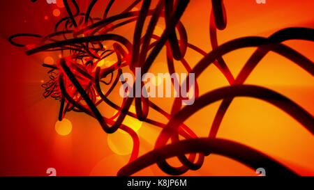 Surreale 3D Rendering gibt es in fast allen Preisklassen twisted Spiralen der dunklen Farbe orange mit schimmernden weißen Flecken. Die TWIRLS sind von unterschiedlichen Formen und Formen ich Stockfoto