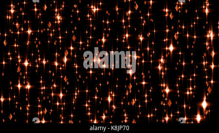 Abstrakte 3D-Rendering von leuchtenden Orange diamond Zeilen in dem schwarzen Hintergrund. Die rhombisch geformte Edelsteine Kreis in einem Cyber Space in beeindruckender Weise, b Stockfoto