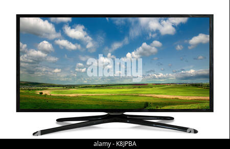 4 k Monitor isoliert auf weißem Stockfoto