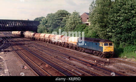 Klasse 47 auf einen Güterzug an der York 1986 Stockfoto