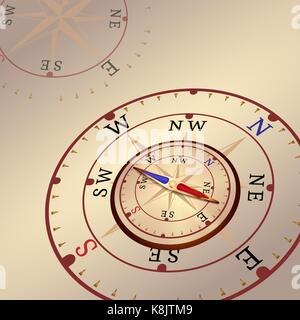 Kompass mit farbigen Pfeilen. Wind Rose auf hellen Hintergrund. Vector Illustration im Vintage Style Stock Vektor