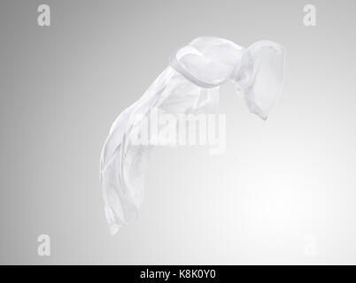 Glatt elegante transparent weiß Tuch auf grauem Hintergrund getrennt. Stockfoto