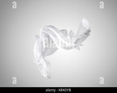 Glatt elegante transparent weiß Tuch auf grauem Hintergrund getrennt. Stockfoto
