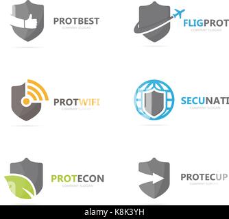 Satz von Shield Logo Kombination. Sicherheit und Schutz von Symbol oder Icon. Einzigartige Gesetz und Guard Logo Design Template. Stock Vektor