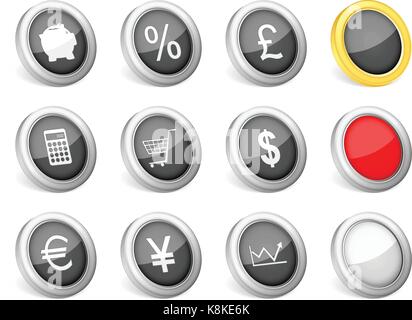 3D-Symbole Finanzen auf weißem Hintergrund. Vector Illustration. Stock Vektor