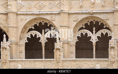 Lissabon, Portugal - Juli 05, 2017: Das Kloster Jeronimos Kloster oder Hieronymites, ist ein ehemaliges Kloster des Ordens des heiligen Hieronymus in der Nähe der Tejo Stockfoto