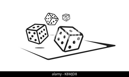 Werfen Würfel Abbildung, Icon Design, auf weißem Hintergrund Stock Vektor
