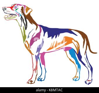 Bunte Kontur dekorative Portrait von ständigen im Profil dog Deutsche Pinscher (Standart), Vektor isoliert Abbildung auf weißem Hintergrund Stock Vektor