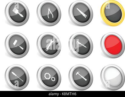 3D-Tools Symbole auf weißem Hintergrund. Vektor-Illustration. Stock Vektor