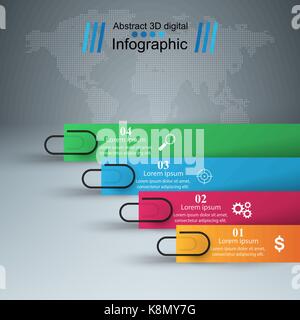 Business-Infografiken-Origami-Stil. Clip, Pin-Symbol. Stock Vektor