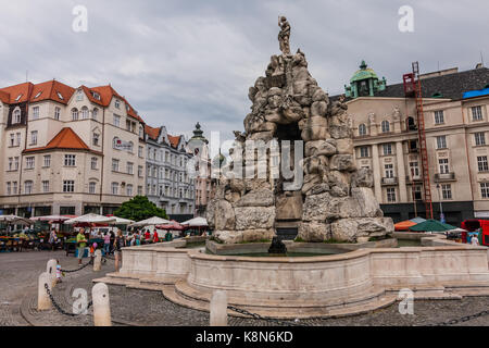 Die parnas Brunnen, Kohl Marktplatz, Brno, Tschechische Republik Stockfoto