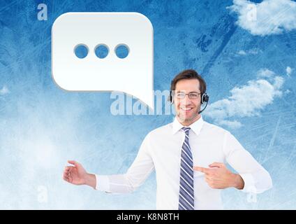 Digital composite von Customer Care Service Mann mit Sprechblase Stockfoto