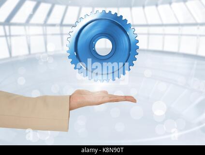 Digital composite der offenen Hand cog Gang Stockfoto