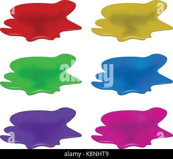 Farbe Pfütze, drop, blots, Beize, Plash. Vector Illustration auf weißem Hintergrund. Stock Vektor