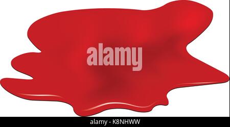Blut Pfütze, rote Tropfen, blots, Beize, Plash od Blut. Vector Illustration auf weißem Hintergrund. Stock Vektor