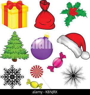 Weihnachten vektor Symbol gesetzt, Icon Design. Winter Abbildung auf weißem Hintergrund. Stock Vektor