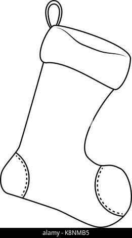 Weihnachten Socke Umrisse Symbol, Symbol, Design. Winter Vector Illustration auf weißem Hintergrund. Stock Vektor