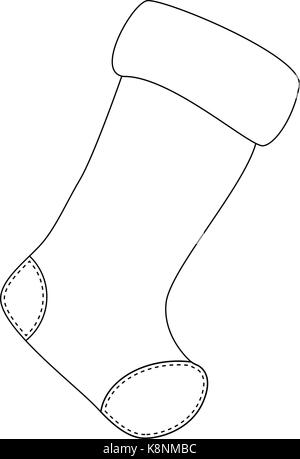 Weihnachten Socke Umrisse Symbol, Symbol, Design. Winter Vector Illustration auf weißem Hintergrund. Stock Vektor