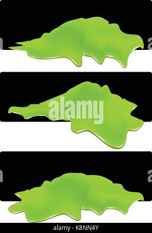 Pfütze von toxischen Spill-Fahne. Green Chemical Fleck, Plash, drop. Vector Illustration isoliert auf dem weißen Hintergrund Stock Vektor