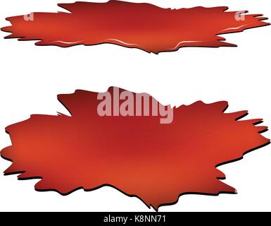 Blut Pfütze set, red Drop, blots, Beize, Plash od Blut. Vector Illustration auf weißem Hintergrund. Stock Vektor