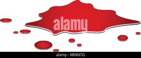 Blut Pfütze, Mord, drop, blots, Beize, Rot plash od Blut. Vector Illustration auf weißem Hintergrund. Stock Vektor