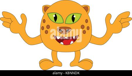 Halloween Happy Cartoon Monster, lustig, nett Tiger, Katze Charakter Vector Illustration auf weißem Hintergrund Stock Vektor