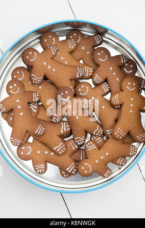Lebkuchen Männer Kekse in der Dose Stockfoto
