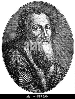 John Amos Comenius, Jan Amos Komensky, ein tschechischer Philosoph, Pädagoge und Theologe aus der Markgrafschaft Mähren, Johannes Amos Comenius, 1592 - 1670, digital verbesserte Reproduktion eines Holzschnitt, im 19. Jahrhundert veröffentlicht. Stockfoto