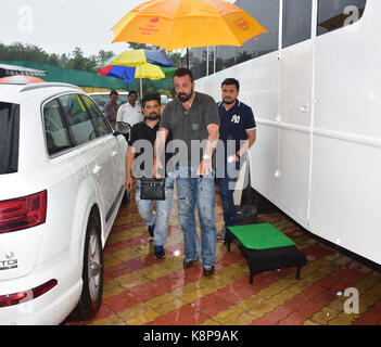 Mumbai, Indien. 19. September 2017. Bollywwod Schauspieler Sanjay Dutt vor dem Finale Schießen von Farben Khatron Ke khiladi Show in MWS-Studio, Madh Island in Mumbai am 19. Sept. 2017. Stockfoto