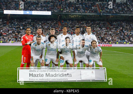 Madrid, Spanien. 20 Sep, 2017. Team Gruppe Liune-Liga zwischen Real Madrid vs Betis CF im Santiago Bernabeu in Madrid, Spanien, 20. September 2017. Credit: Gtres Información más Comuniación auf Linie, S.L./Alamy leben Nachrichten Stockfoto