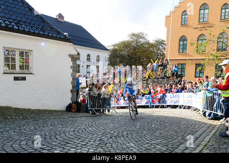 Bergen, Norwegen. 20 Sep, 2017. Eduardo Sepulveda von Argentinien beendet 37. in der mens Elite Time Trial in Bergen, Norwegen bei der Bahnrad-WM. Credit: Kjell Eirik Irgens Henanger/Alamy leben Nachrichten Stockfoto