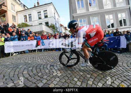 Bergen, Norwegen. 20 Sep, 2017. Vasil Kiryienka von Belarus wurde Fünfter in der Mens Elite Time Trial in Bergen, Norwegen bei der Bahnrad-WM. Credit: Kjell Eirik Irgens Henanger/Alamy leben Nachrichten Stockfoto