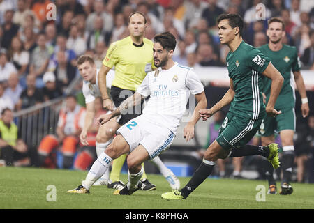 Madrid, Spanien. 20 Sep, 2017. Isco (mittelfeldspieler; Real Madrid) in Aktion während der La Liga Match zwischen Real Madrid und Real Betis Balompie in Santiago Bernabeu am 20. September 2017 in Madrid Credit: Jack Abuin/ZUMA Draht/Alamy leben Nachrichten Stockfoto