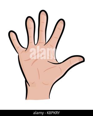 Bild von Cartoon menschliche Hand, Geste, öffnen Sie Palm, winken,. Vector Illustration auf weißem Hintergrund. Stock Vektor