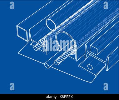 Gewalzten Metallprodukten. Vektor Stock Vektor